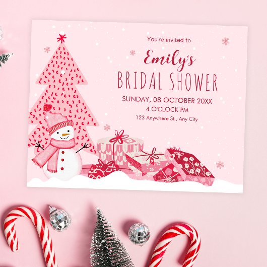 Pink playful winter bridal shower einladung