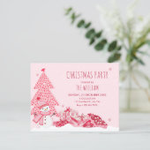 Pink playful winter christmas einladung (Stehend Vorderseite)