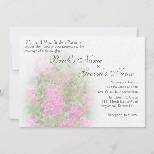 Pink Plhox Hochzeit 6 Einladung (Vorderseite)