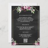 Pink Plum Floral Ampere und Black QR Code Hochzeit Einladung (Rückseite)