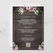 Pink Plum Floral Ampersand Holz QR Code Hochzeit Einladung (Rückseite)