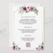 Pink Plum Floral Ampersand QR Code Hochzeit Einladung (Rückseite)