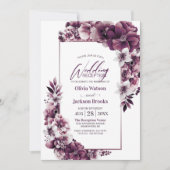 Pink Plum Floral Hochzeitsempfang Einladung (Vorderseite)