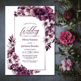 Pink Plum Floral Hochzeitsempfang Einladung