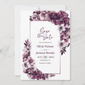 Pink Plum floral Wedding Save the Date (Vorderseite)