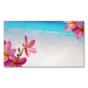 Pink Plumeria Beach House Rental Wellness-Center B Magnetische Visitenkarte