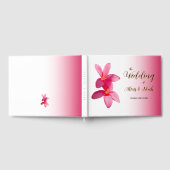 Pink Plumeria Blume auf Rosa, Bläsernchen, Hochzei Gästebuch (Voll)