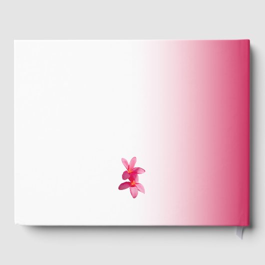 Pink Plumeria Blume auf Rosa, Bläsernchen, Hochzei Gästebuch (Rückseite)