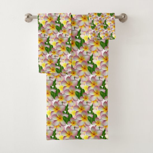 Pink Plumeria Blume Badetuch Set (Insitu)