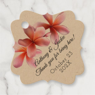 Pink Plumeria Blume Hochzeit Danke Tag Geschenkanhänger