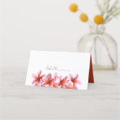 Pink Plumeria Blume Hochzeit Escort Platzkarten Treuekarte (Vorderseite)