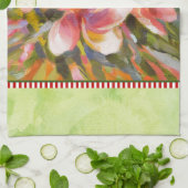 Pink Plumeria Blume Malerei Grünes Küchentuch (Gefaltet)