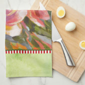 Pink Plumeria Blume Malerei Grünes Küchentuch (Viertel Falte)