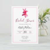 Pink Plumeria Blume, Moderne Hochzeit, Bridal Einladung (Stehend Vorderseite)