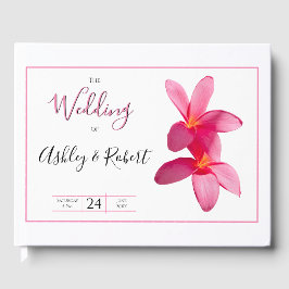 Pink Plumeria Blume, Moderne Hochzeit Gästebuch