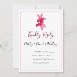 Pink Plumeria Blume, Moderne Hochzeit, RSVP Card Einladung