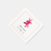 Pink Plumeria Blume, Moderne HochzeitsNapkins Serviette (Ecke)