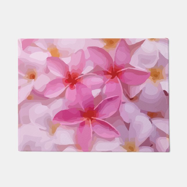 Pink Plumeria Blume Pattern Fußmatte (Vorderseite)