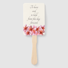 Pink Plumeria Blume zu halten Hand Fan halten Fächer