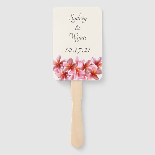 Pink Plumeria Blume zu halten Hand Fan halten Fächer (Rückseite)