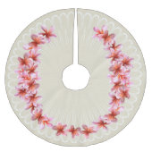 Pink Plumeria Champagne Weihnachtsbaum Rock Polyester Weihnachtsbaumdecke (Vorderseite)