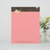 Pink Plumeria Frangipani Blume Chic Ikebana Zen Briefkopf (Stehend Vorderseite)