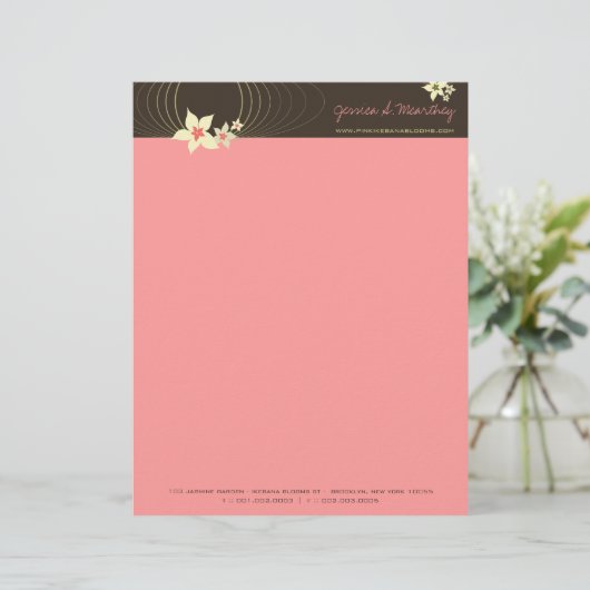 Pink Plumeria Frangipani Blume Chic Ikebana Zen Briefkopf (Stehend Vorderseite)