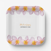 Pink Plumeria Frangipani Wedding Pappteller (Vorderseite)