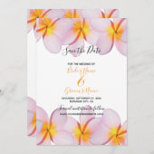Pink Plumeria Frangipani Wedding Save the Date (Vorne/Hinten)