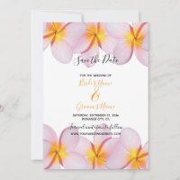 Pink Plumeria Frangipani Wedding Save the Date