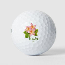 Pink Plumeria Frangipani, your Name, Floral Golfball