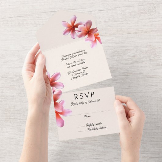 Pink Plumeria Geburtstagsparty in einer Einladung (Abreißen)