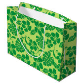 PINK PLUMERIA (GRÜNE x 2) Große Geschenktüte (Rückseite Schrägansicht)