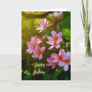 Pink Plumeria Happy Birthday Card Dankeskarte