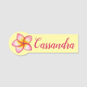Pink Plumeria Hawaiian Blume Luau Birthday Party Namensschild