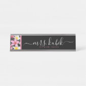 Pink Plumeria Hawaiian Teacher Desk Name Plakat Schreibtischnamensplakette (Vorderseite )