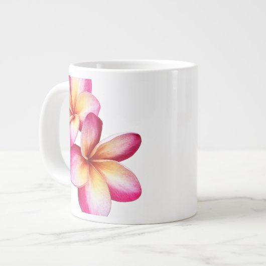Pink Plumeria Jumbo-Tasse (Vorderseite Links)