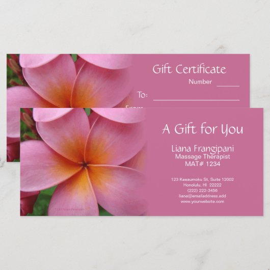 Pink Plumeria Massage oder Wellness-Center Geschen (Vorne/Hinten)