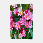 Pink Plumeria Ornament Aus Metall (Vorderseite links)