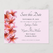 Pink Plumeria Save the Date Custom Postcard Ankündigungspostkarte (Vorderseite)
