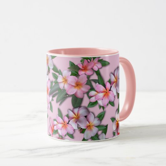 Pink Plumeria Tasse (VorderseiteRechts)