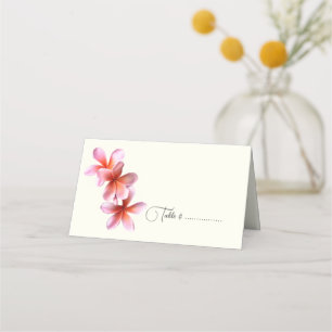 Pink Plumeria Tented Escort oder Platzkarte Ecru
