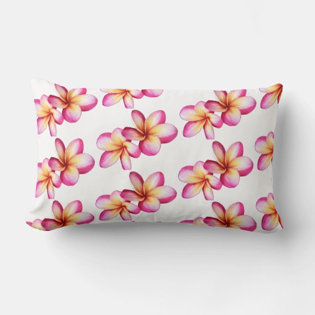 Pink Plumeria Throw Kissen (Vorderseite)