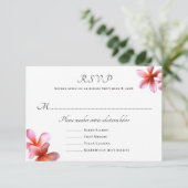 Pink Plumeria Wedding Menu Karten (Stehend Vorderseite)