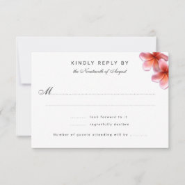 Pink Plumeria Wedding Repair Cards RSVP Karte