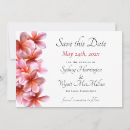Pink Plumeria Wedding Rett-the-Date White Ankündigung