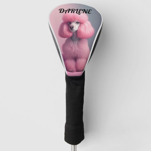 PINK PODDLE benutzerdefinierte Text (Name) Golf He Headcover (Vorderseite)