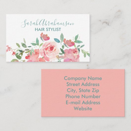 Pink Poenies Rose Visitenkarte (Vorne/Hinten)