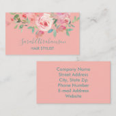 Pink Poenies Rose Visitenkarte (Vorne/Hinten)