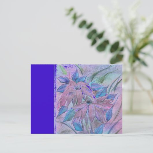 Pink Poinsetta horizontale Postkarte (Stehend Vorderseite)